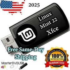 Linux Mint 22 XFCE Edition - Bootable Live/Installer USB | Same Day Shipping USA picture