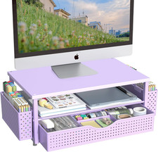 Desk Organizer and Accessories, Computer Monitor Stand Riser with Drawer and 2 P picture