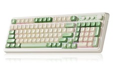 99 Key Gaming Keyboard, Wireless, RGB Backlit, Green Beige Computer Input picture
