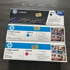 GENUINE SET 3 HP LASERJET 125A TONERS CB540A CB541A CB543A Open Box picture