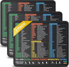 3 Pack Mouse Pad with Stitched Edge for Excel/Word/Powerpoint/Windows Shortcuts, picture