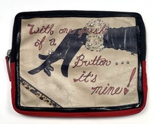 BRIGHTON iPad Tablet Red Nylon & Leather Padded Sleeve With One Push of a Button picture