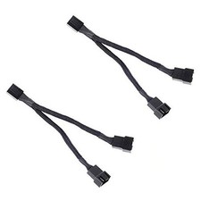 All Black Sleeved PWM Fan Splitter Cable 1 to 2 Converter 2 Pack picture