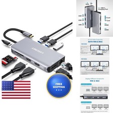 Lasuney 10 in 1 USB C HUB Triple Display Docking Station 2 HDMI Displayport picture