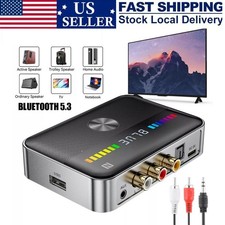 Wireless NFC Bluetooth 5.3 Transmitter Receiver Stereo Audio Adapter AUX to 2RCA picture