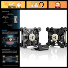 Ultra-Quiet Dual 80mm USB Cooling Fan with Speed Controller - Multi-Use Ventilat picture