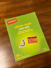 Staples Matte White Sticker Paper 8.5 X 11 29 Sheets picture