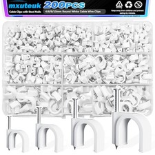  200PCS Cable Clips with Steel Nails,4/6/8/10mm Round 200PCS 4/6/8/10mm White picture