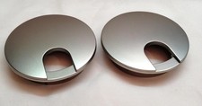 Nickel Finish Metal Computer Desk Table Cable Management Grommet Insert (Qty 2) picture