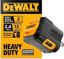 DEWALT Heavy Duty NeverBlock USB Charger, Angled Dual Port 12W Wall Charger Adap picture