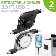 Cellet USB-C Retractable Data Cable / Sync & Charge Cord (USB-A to USB-C) 2Pack picture