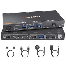 USB C DP KVM Switch 2 Computers 3 Monitors,4K/1080P@60Hz MST KVM Switch for 1 PC picture