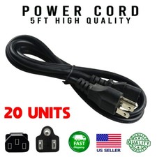 20 Pack High Quality 5 ft PC power cord works with monitor electronic devices picture