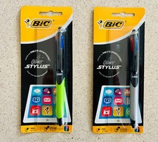 NEW BIC 4 Color Stylus + Ball Pen Grip Medium Point /  1 blister pack / stylet picture