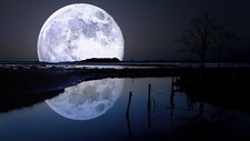 Landscape lake trees night moon moonlight nature Custom Gaming Mat Desk picture