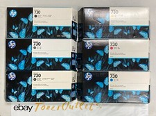 HP 730 INK CARTRIDGE SET of 6 MAGENTA CYAN YELLOW matte photo BLACK -300ml -2027 picture
