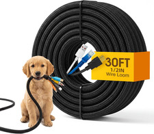 30ft Wire Loom Automotive, 1/2in Cord Protectors from Pets no Chew, Black picture