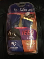 GE IEEE #1284 6ft Gold Plated Connectors Printer Cable PC compatable NIB picture