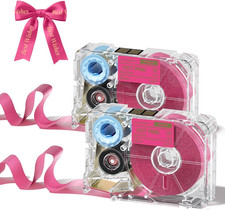 A30 P15 Ribbon Printer Label, Gold on Hot Pink Satin Ribbon picture