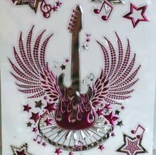 6 PCS Computer Sticker Vinyl Laptop Decal PC Case Mod Flaming Guitar Wings Stars picture