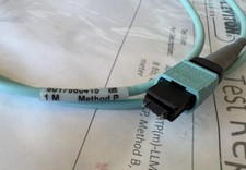 1-35M MPO/Male to MPO/Male OM4 8 Core Optic Fiber Patch Cord Cable Aqua picture