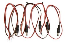 (5) Pack 24 in 2.1mm x 5.5mm DC male jack to open bare wire adapter cable + / - picture