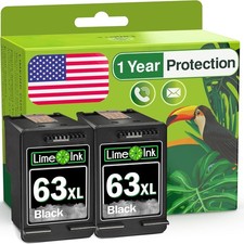 2 Pk 63XL Black Ink Cartridges for HP Deskjet 1110 2130 3634 OfficeJet 4652 4655 picture