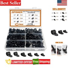 Nylon Cable Clamp Assortment Kit 180 pcs for Wire Management 1/4-3/4 inch Black picture