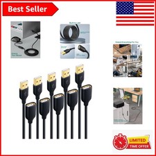 Versatile 10ft USB 2.0 Extension Cables for Laptops, Printers, Phones - 5-Pack picture