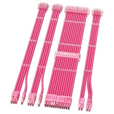 4 PCS PSU Cable Extension Mod Custom Power Supply 1x24Pin ATX Pink Kits picture