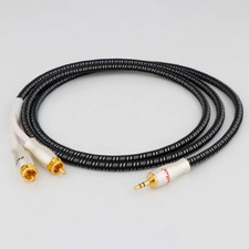 3.5mm Male To 2X RCA Plug HiFi 6N OCC Silver Plated Audio Balanced Insert Cable picture