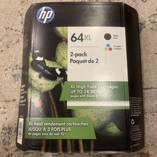 NEW HP 64XL X4D93BN Black/Tri-color Ink Cartridge 2-Pack Exp. June 2019 SEALED picture