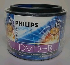 Philips DVD-R 50 Pack 16x 4.7GB Blank Discs NEW & SEALED Spindle 120 Min. Video picture