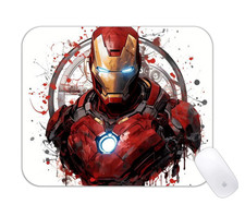 Red Armored Iron Man Hero Suit Desk Mat Futuristic Gaming Mouse Pad picture