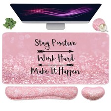 Pink 4in1 Large Gaming Mouse Desk Pad Keyboard Wrist Rest Support Mat Set picture