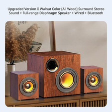 Computer Speaker with Subwoofer, Retro Wooden Bluetooth Speaker, Surround Sound picture