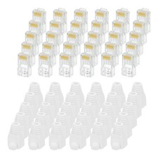 30 x Cat6 RJ45 Pass Through Connectors with 30pcs Blue Strain Relief Boots picture