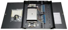 48 Fiber Wall Mount w/ 24 LC/UPC Duplex Adapters, SM Pigtails & Two Splice Trays picture