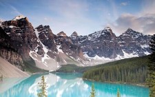 Landscape nature lake mountains moraine banff national Custom Gaming Mat Desk picture