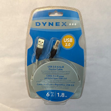 Dynex USB 2.0 Type-A Male to Type-B Male Cable 6 ft Black Round picture