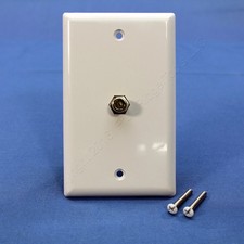 Eaton 1172W White 1-Gang Single Coaxial Cable Wall Plate Video CATV Jack F-Type picture