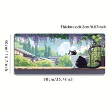 1pc Large-sized Esports Gaming Mouse Pad with a Japanese-style Garden Cat Scen picture