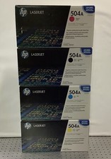 Set of 4 Genuine HP LaserJet 504A CE250A CE251A CE252A CE253A Toner picture