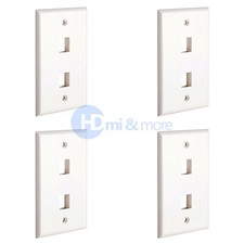 4x Wall Plate 2 Hole Port Jack Keystone Audio Video Wallplate White picture