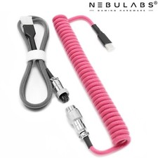 Custom Coiled Aviator GX16 USB-C Mechanical Gaming USB Keyboard Cable 4ft - Pink picture