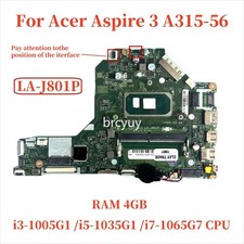 LA-J801P For Acer Aspire 3 A315-56 Motherboard w/ i3 i5 i7-10th Gen CPU 4GB RAM picture
