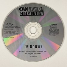 Vintage 90s SoftKey CNN Newsroom Global View Windows CD-ROM Education Software picture