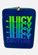 Juicy Couture Royal Blue Green Neoprene Zip iPad Tablet Case Sleeve Padded Cover picture