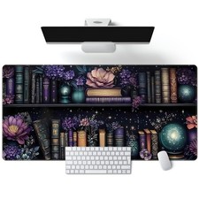 Purple Flowers Bookshelf Desk Mat 31.5