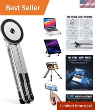 4-in-1 Foldable Laptop Stand Magnetic Phone Holder Silver for MacBook iPad picture
